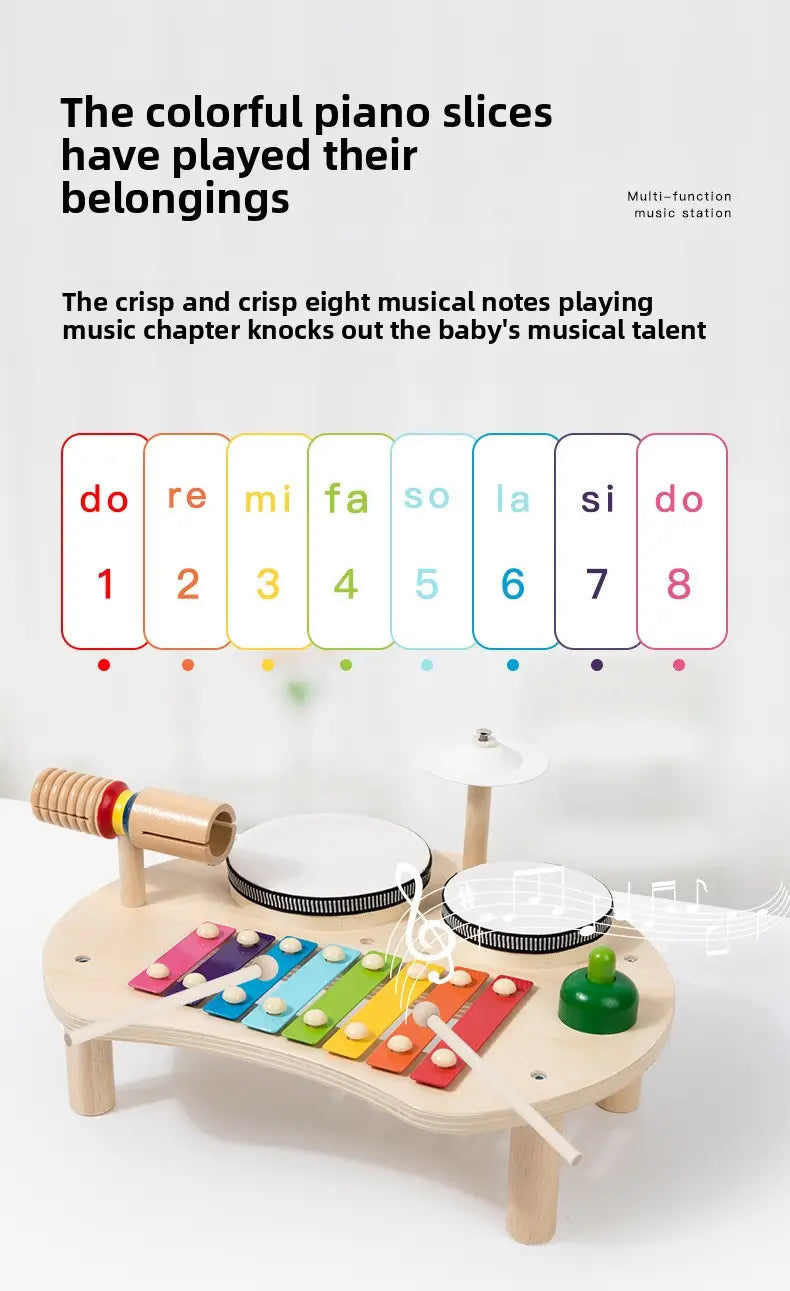 Multi-function Baby Music Table Toys Wooden Musical Instrument Toys for Kids 2 To 4 Years Old Montessori Early Educational Toys