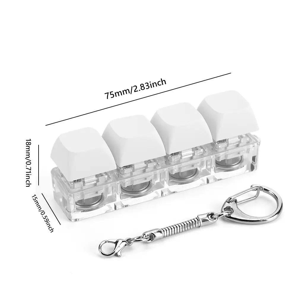 4 Keys Button Keycap Fidget Keychain Keyboard Key Toy Keyboard Clicker Toy Keyboard Cube Toy for Adult Gifts To Relief Pass Time