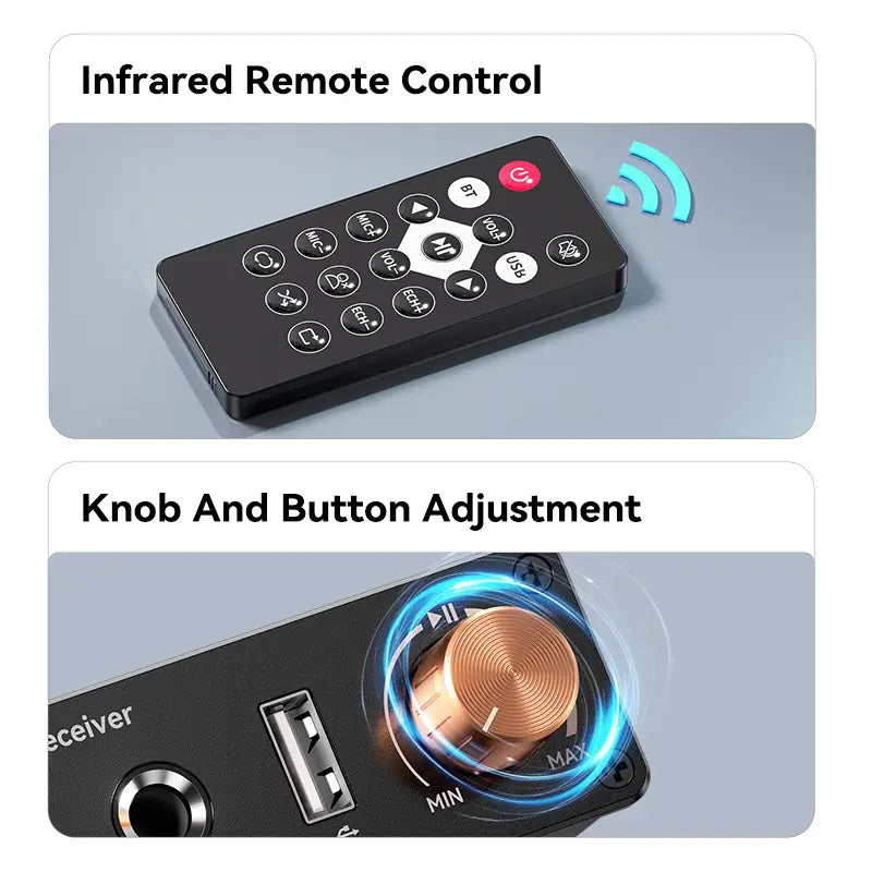 Bluetooth 6.0 Audio Receiver Transmitter Wireless Audio Adapter U-Disk 6.5MM Karaoke Wireless Music Amplifier For Speaker Car