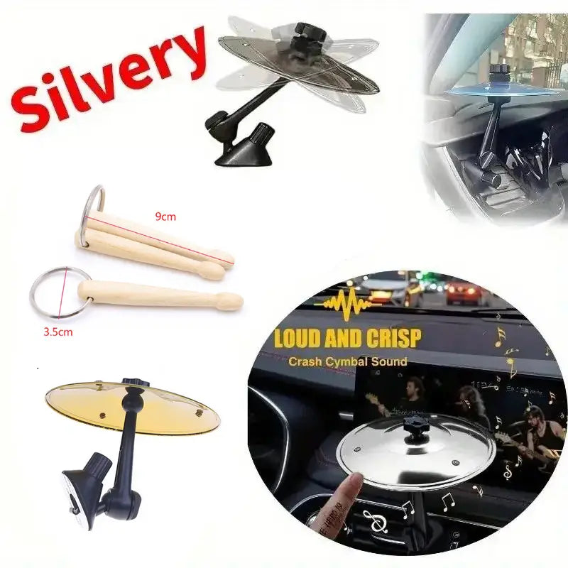 Car Crash Cymbal With Drum Sticks Air Vent Mini Drum Car Hand-shooting Cymbals Car Drum Cymbal Air Vent Musical Instrument