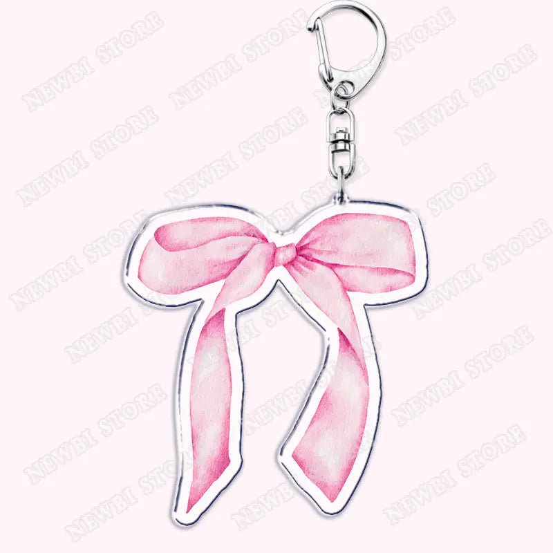 Aesthetic Coquette Pink Keychains for Womens Accessories Ribbon Hot Girl Book Club Bow Flowers Keyrings Friends Lovers Gifts