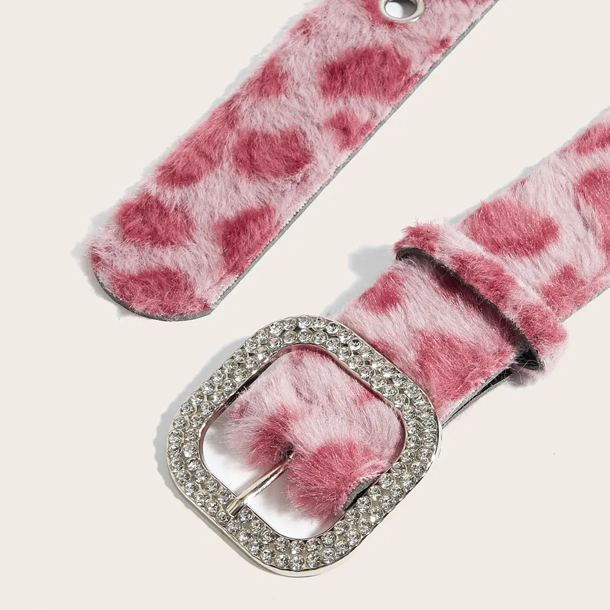 Gothic Y2K Women Belts Fashion Artificial Vivid Animal Fur Waistband Ladies Hip hop Punk Accessories Pink Jeans Waistband winter