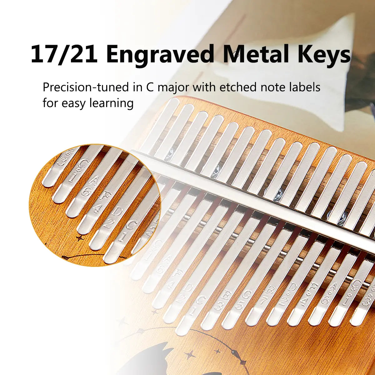 Miwayer 17/21 Keys Cat Kalimba Thumb Piano Mahogany Wood Beginner Musical Instrument with Bag & Tuning Kit