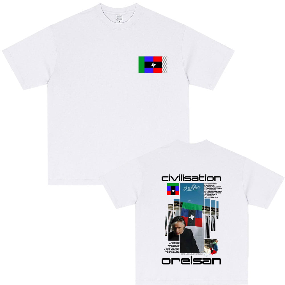 Rapper Orelsan Civilisation Album Graphic T Shirts Unisex Casual Soft Cotton T-shirt Men Women Hip Hop Fashion Pop Music Tshirt