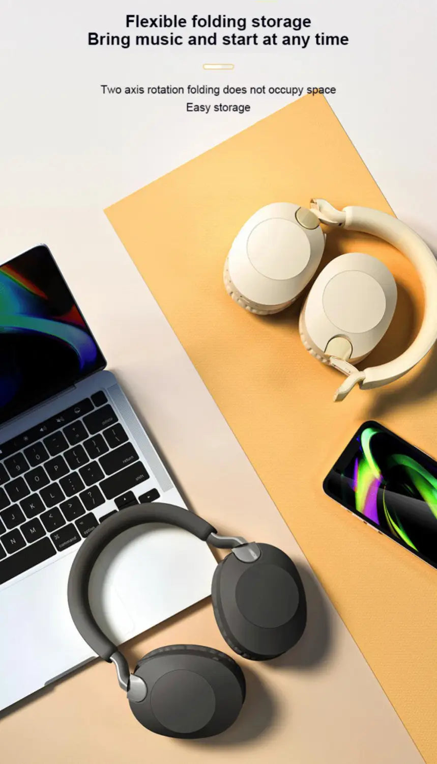 Wireless Bluetooth-Compatible Headset Eearphone with Mic Hands-free HIFI Stereo BT5.1 Over-Ear Headphone for Call and Music