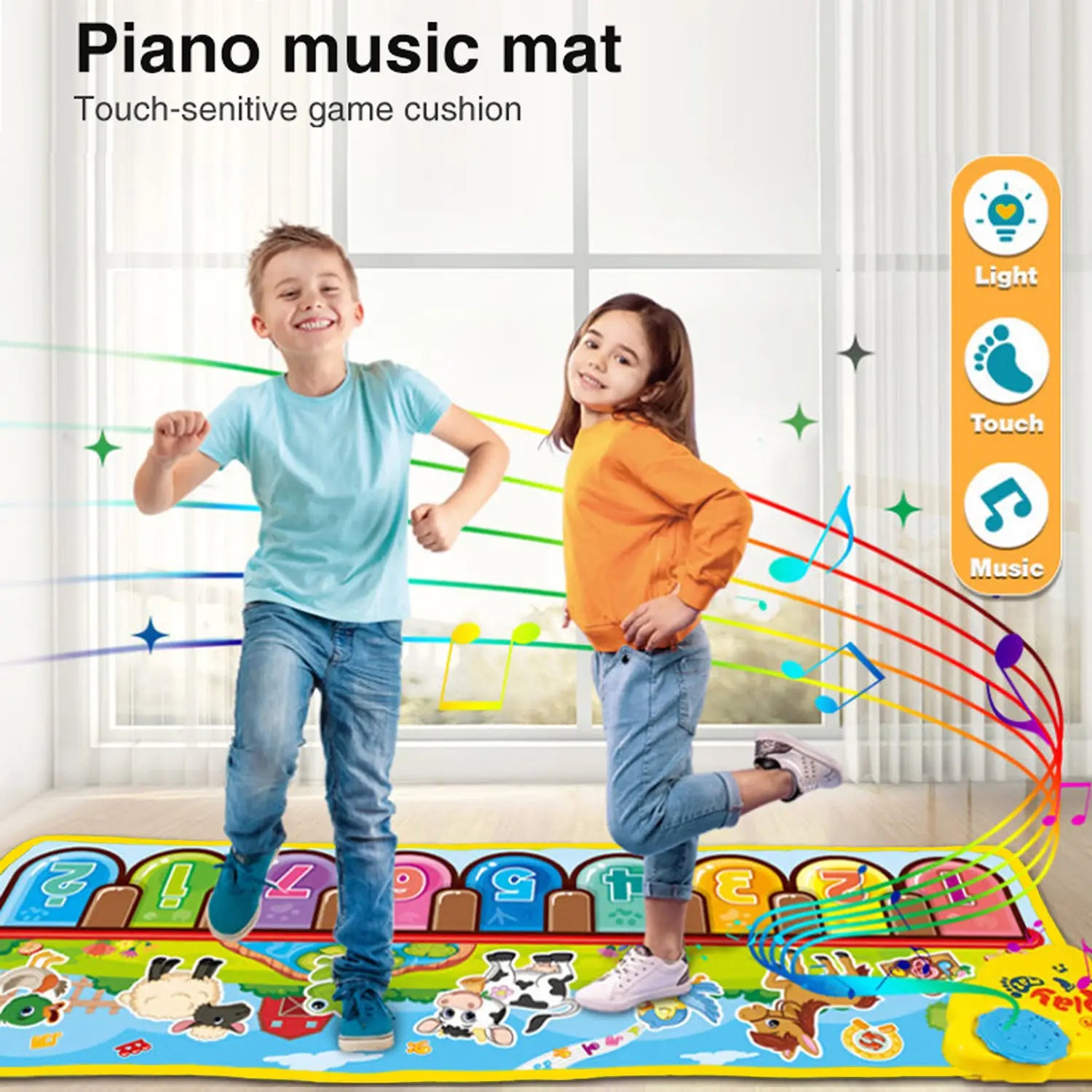 Musical Mats with Music Sounds Musical Toys Floor Piano Keyboard Mat Carpet Animal Blanket Touch