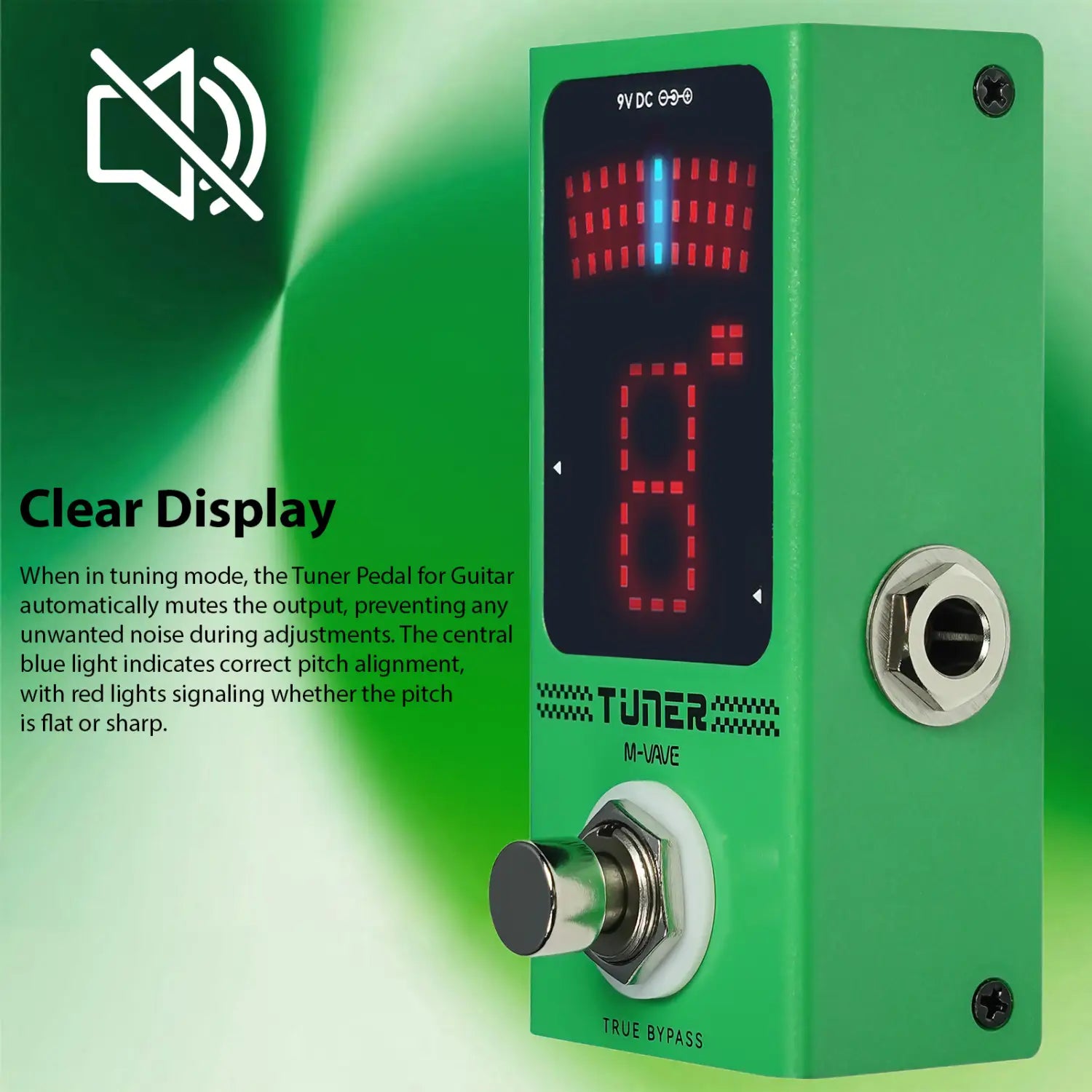 M-VAVE Guitar Effects Pedal Tuner with True-Bypass High Precision Tuning System HD Display Auto Mute Output Guitar Accessories