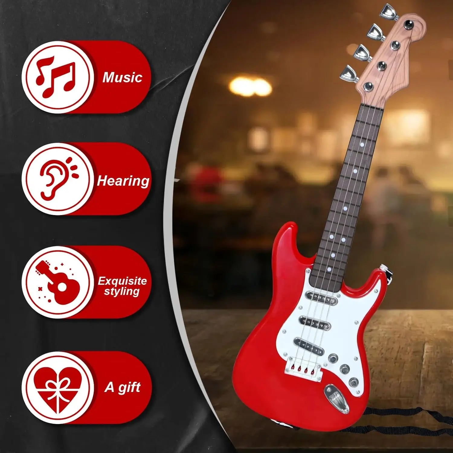 Kids Electric Guitar Toy - 4-String Multifunctional Electronic Musical Instrument Portable Children’s Guitar