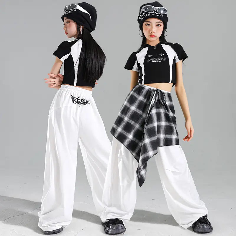 Trendy Design Teenage Child Hiphop Dance Rapper Clothes Young Girl Hip Hop Costume Suit Stage Performance Outfit Kids Streetwear