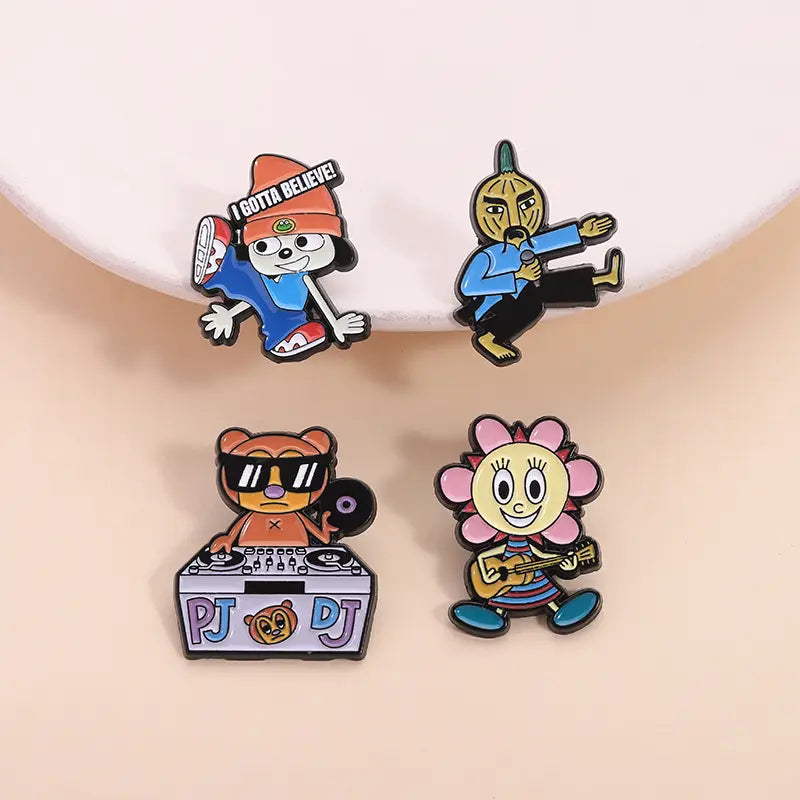 Music Rhythm Game Badge Enamel Pins I Gotta Believe! Parappa and PJ Berri Game Role Brooch Lapel Badge Funny Jewelry Accessories
