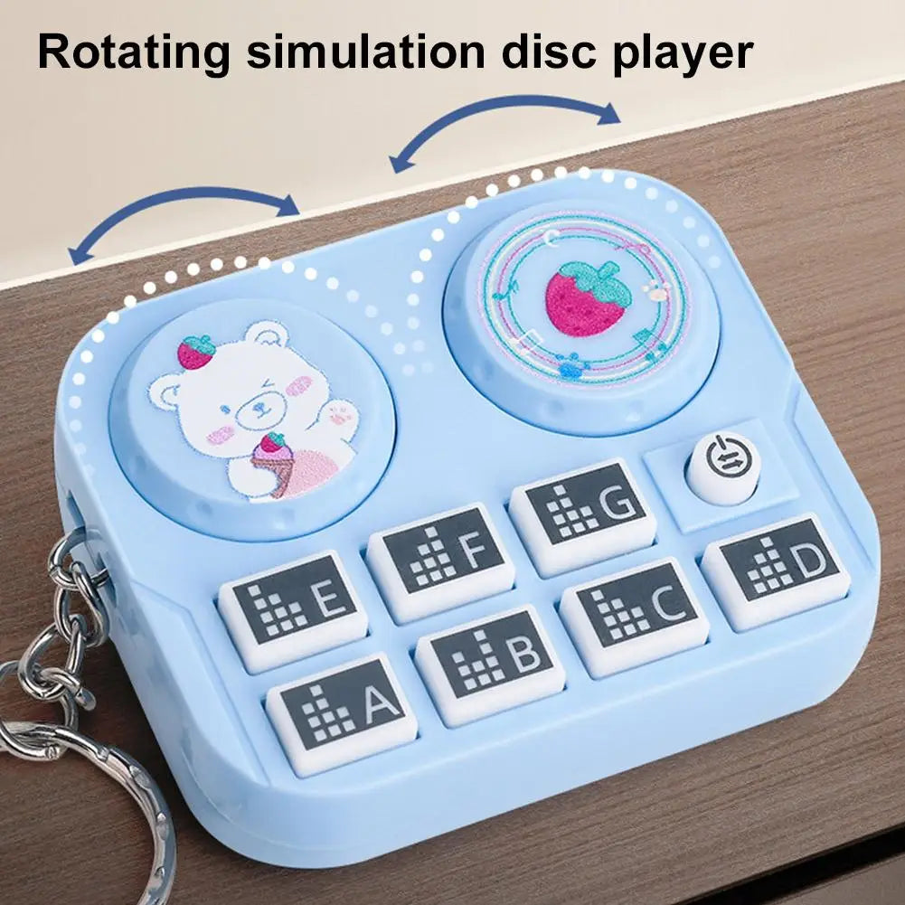 1pc Mini Music DJ Disc Player Keychain Musical Instrument Sound Button Toy Games Children’s Educational Toy Bag Pendant Keychain