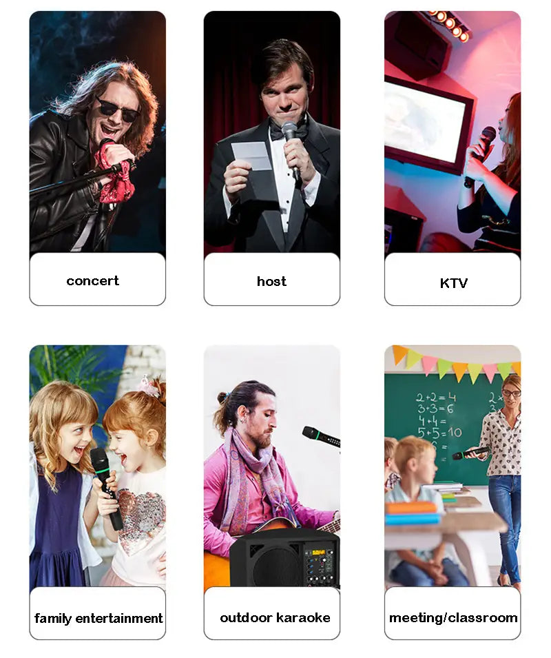 Professional UHF Wireless Microphone Handheld Bluetooth Karaoke Microphone Recording Studio Home Party Singing for Car Speaker