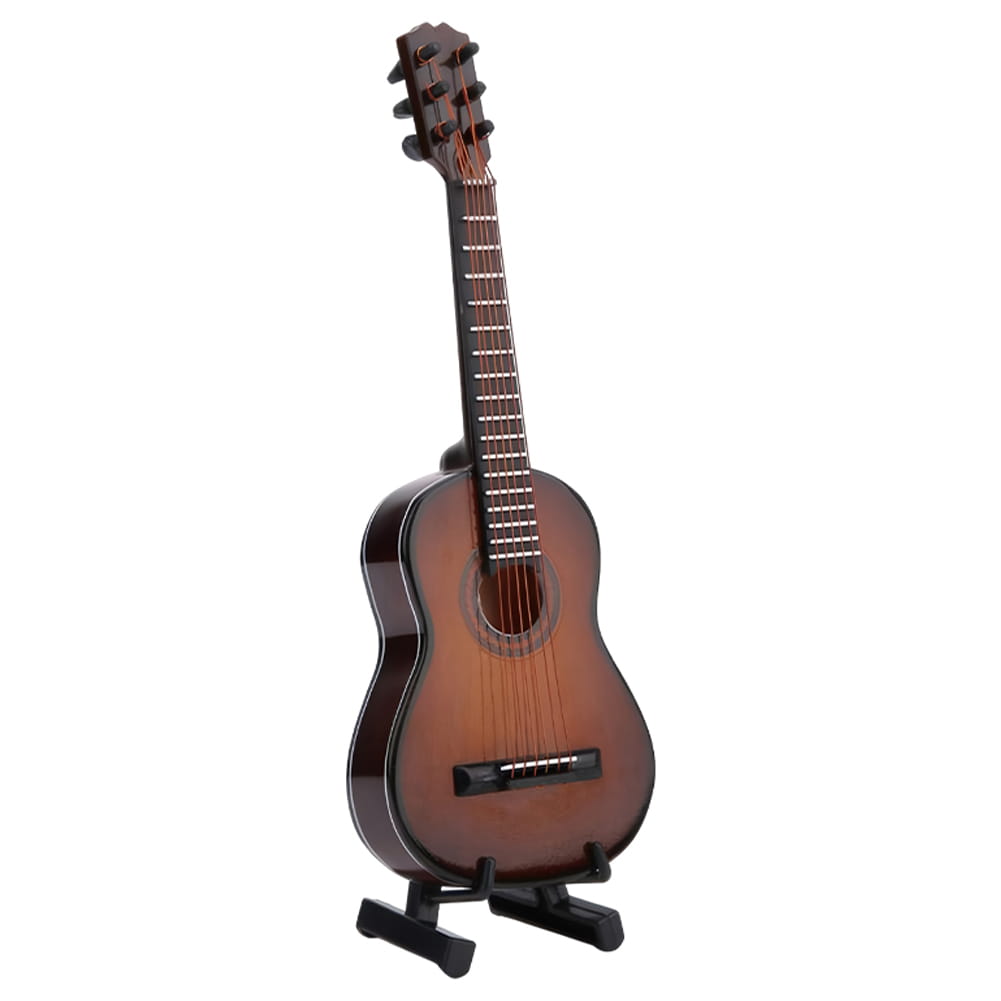Wooden Miniature Guitar Model with Stand Modern Simple Mini Musical Ornaments Craft Home Desk Decoration for Home Display Decor