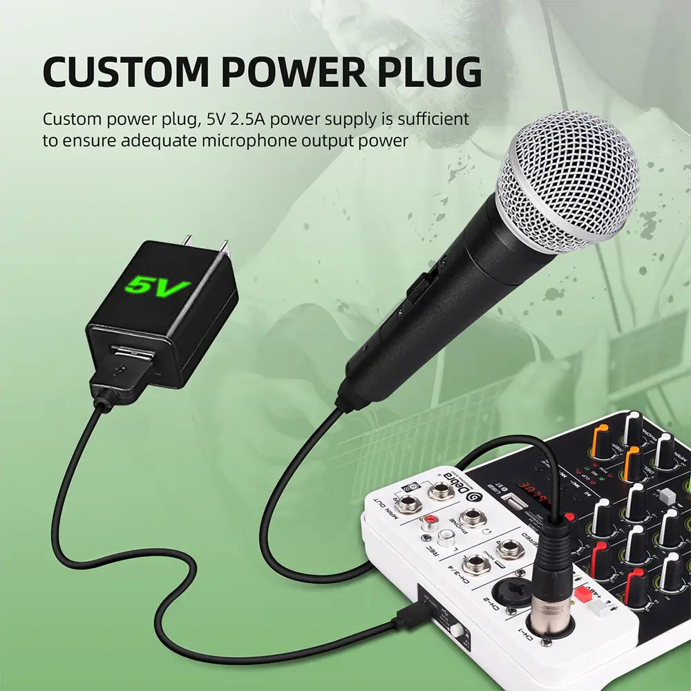 4/8 Channel Audio Mixer DJ Controller Sound Mixing Console With Bluetooth Phantom Power Delay Repaeat Effect For PC Recording