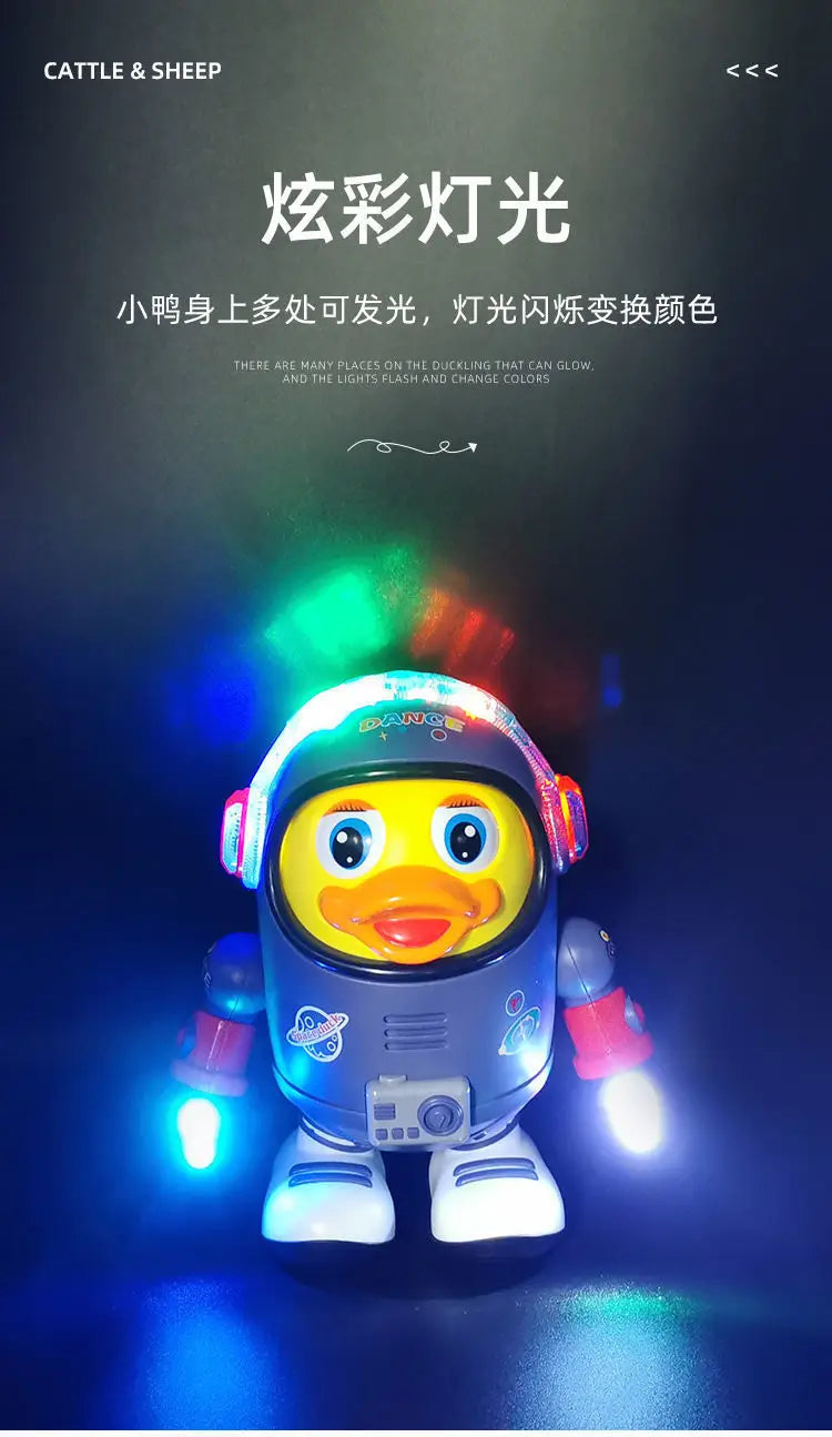 Cartoon Space Duck Dancing Astronaut Electric Dancing Colorful Flashing And Sound Musical Interactive Educational Toys Kids Gift