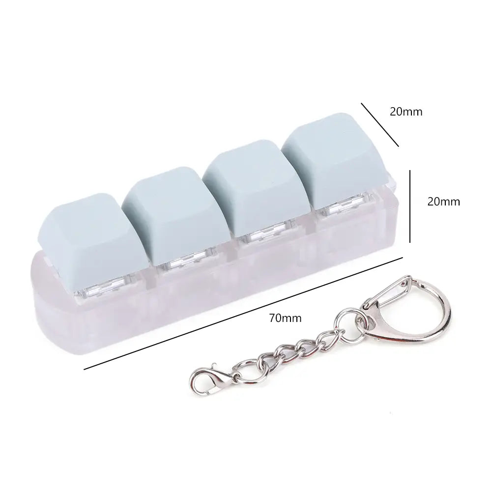 4 Keys Button Keycap Fidget Keychain Keyboard Key Toy Keyboard Clicker Toy Keyboard Cube Toy for Adult Gifts To Relief Pass Time