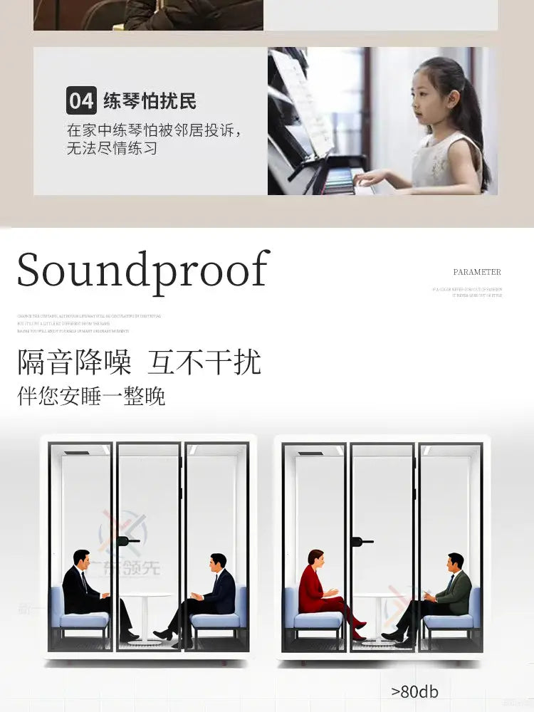 X Soundproof room silent warehouse office smart cabin mobile recording studio phone booth.