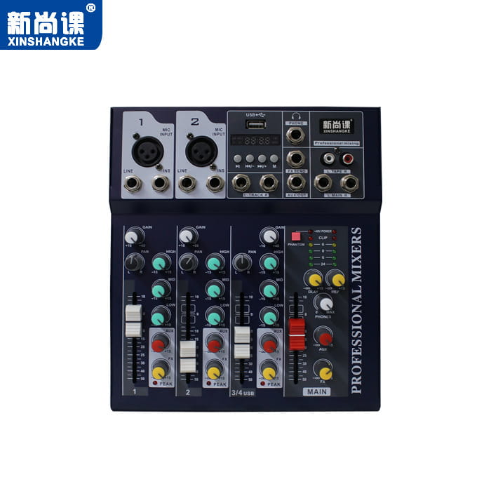 Portable Audio Mixer Systerm 2/4/5/6/7 Channel Bluetooth USB Flash Drive Recording Sound Card Live Broadcast Amplifier Mixer