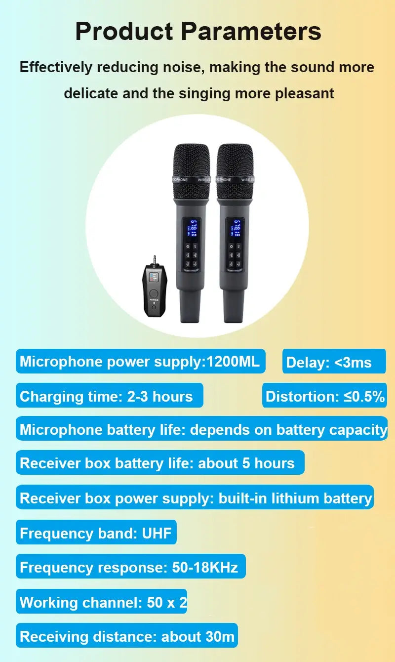 UHF Wireless Handheld Dynamic Karaoke Microphone Bluetooth Receiver Performing Professional Home Reverb High and Low Bass Mic