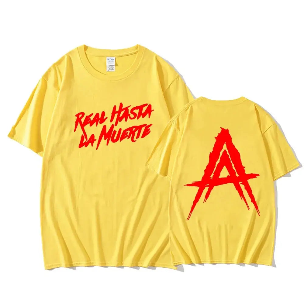 Hip Hop Streetwear Anuel AA Real Hasta la Muerte Graphic T Shirts For Men/Women Men Fashion Rapper T-shirts Loose Cotton 71719