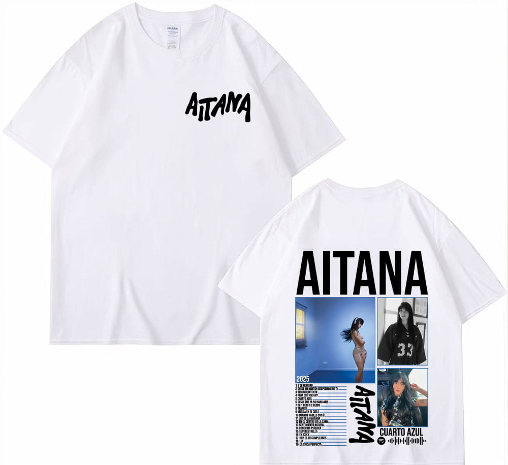 Singer Aitana Cuarto Azul Tour Graphics T Shirts Men Women Harajuku Fashion Aesthetic Short Sleeve T-shirt 100% Cotton Tee Shirt