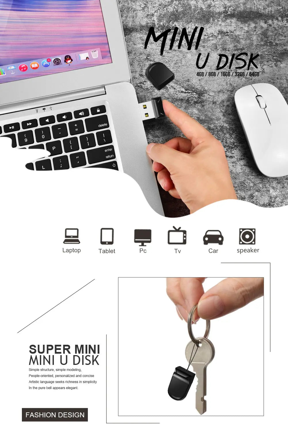 Super Mini Black USB Flash Disk 8GB 64GB Memory Stick Pendrive 32GB 128GB High Speed USB Flash Drives waterproof Portable U Disk
