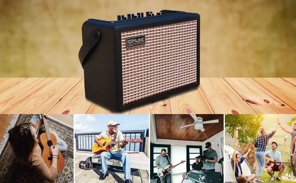 Coolmusic-Stringed Music Instrument Electric Guitar Amplifier Rechargeable 15W Headphone Wireless Connect Distortion