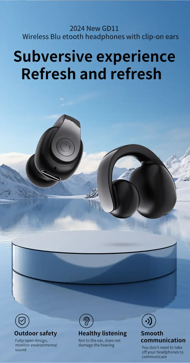 Bluetooth5.4 Single Wireless Earphone Ear-Clip Business Headphone HIFI Stereo TWS Music Headset Sports Earbuds For Xiaomi iphone