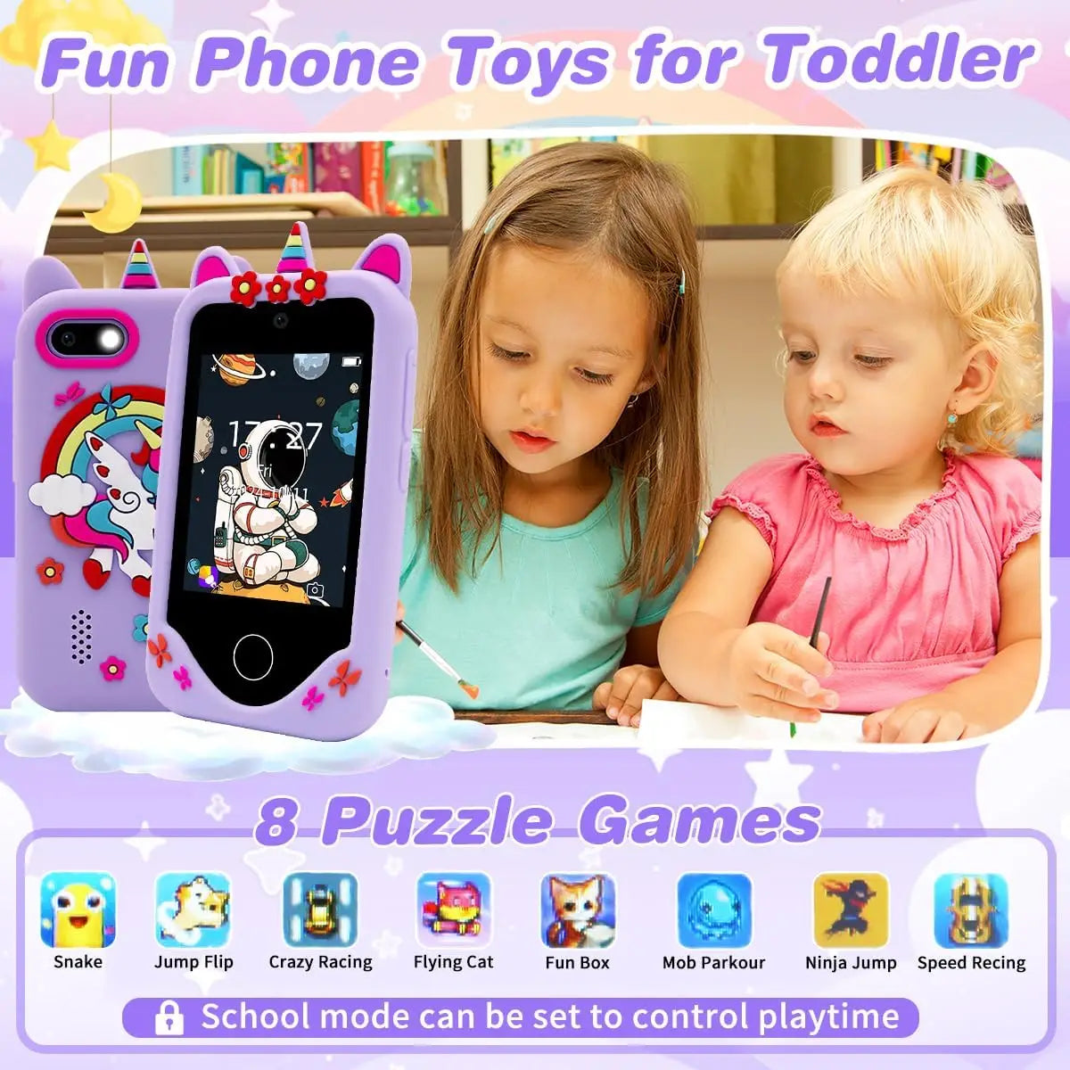 Kids Smart Phone for Girls Boys Kids Cell Phone Toys Dual Camera Music Player 17 Games Toddler Learning Phone For Birthday Gifts