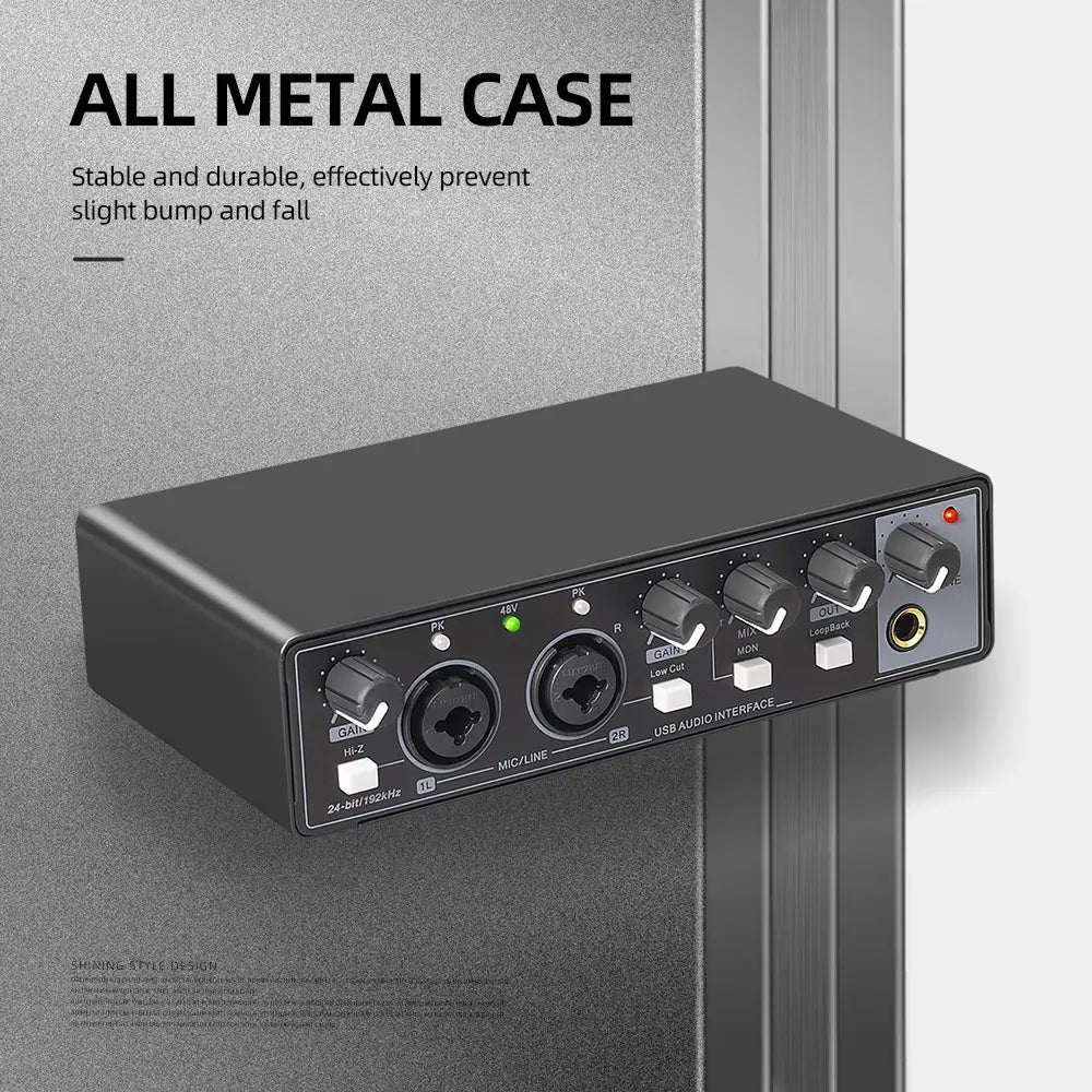 MD22 Professional Audio Sound Card Monitor 24-bit/192KHz AD Converter for Electric Guitar Recording Studio Live Streaming