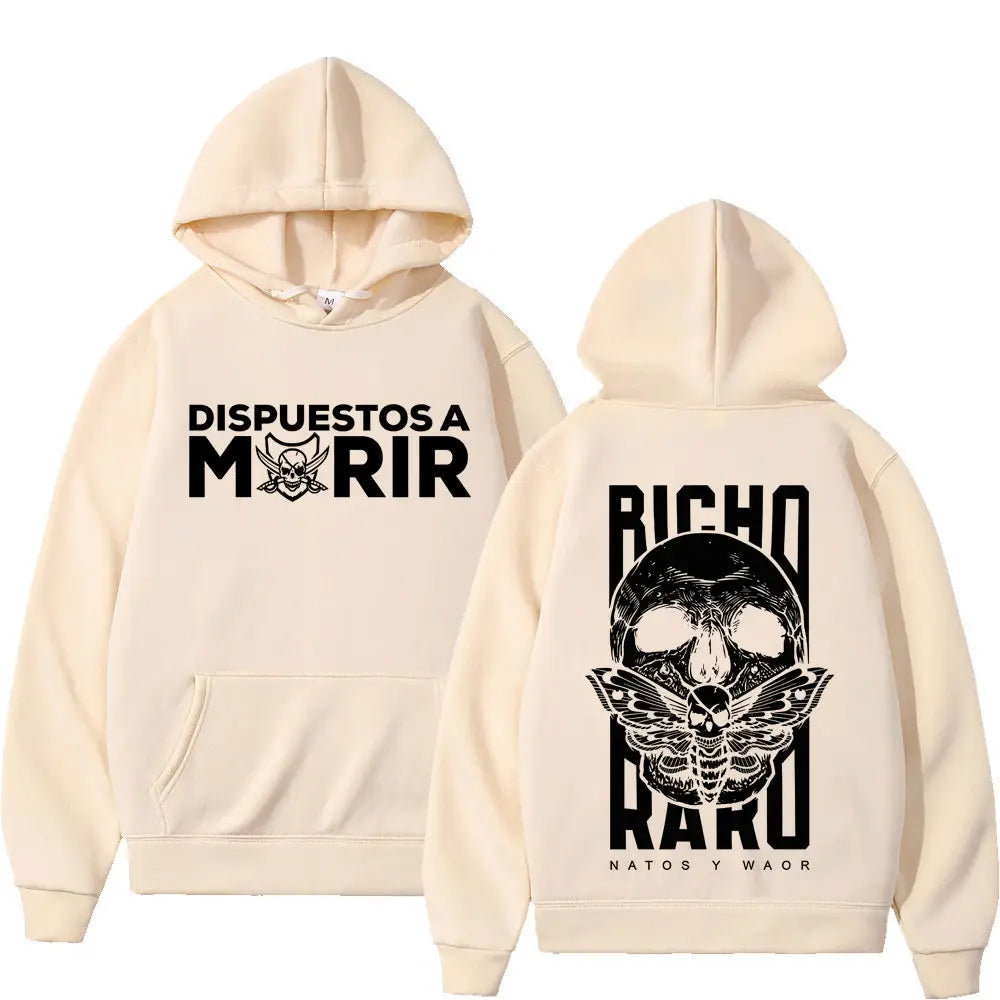 Rapper NATOS WAOR Bicho Raro Negra Skeleton 2025 Gothic Hip-hop Long-sleeved Harajuku Hoodie Winter Man Woman Classic Sweatshirt