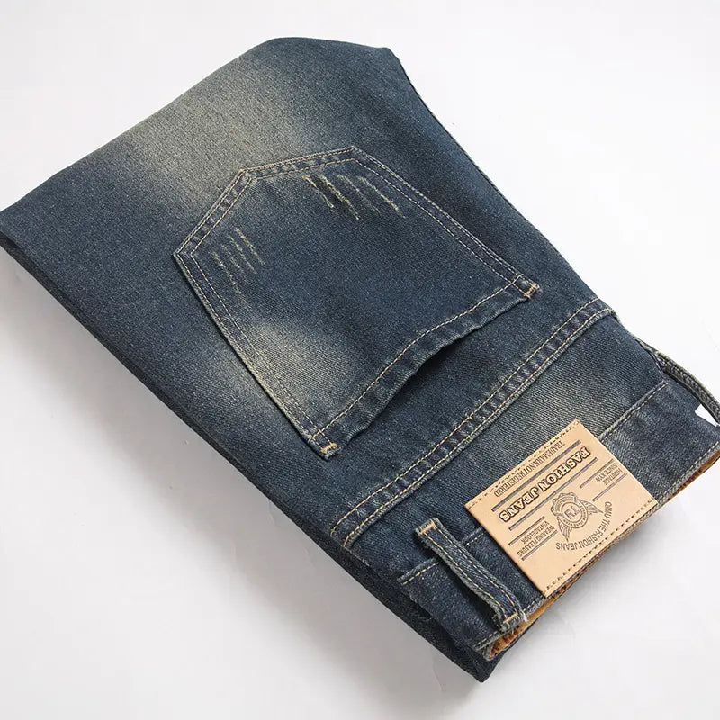 Hip-hop Ripped Men’s Jeans Spring New Rock Motorcycle Denim Pants Retro American Streetwear Hole Loose Straight Trousers