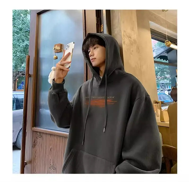 New Hip Hop Graphic Pullover Hoodies For Men Cotton Fleece Vintage Hooded Sweatshirts Y2K Streetwear Loose Hoodie Clothing