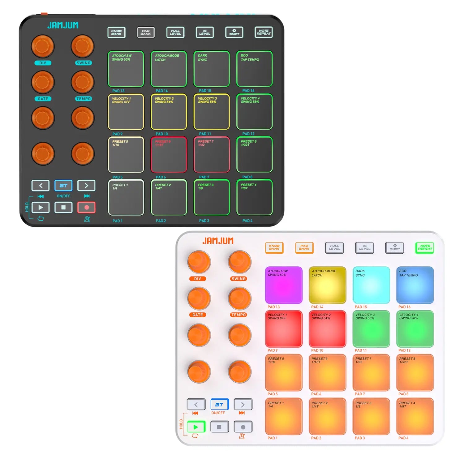 MIDI Controller Wireless MIDI Keyboard Pad 16 RGB Pads 6 Customizable Buttons 8 Knobs Rechargeable PC Mobile App for Beginners