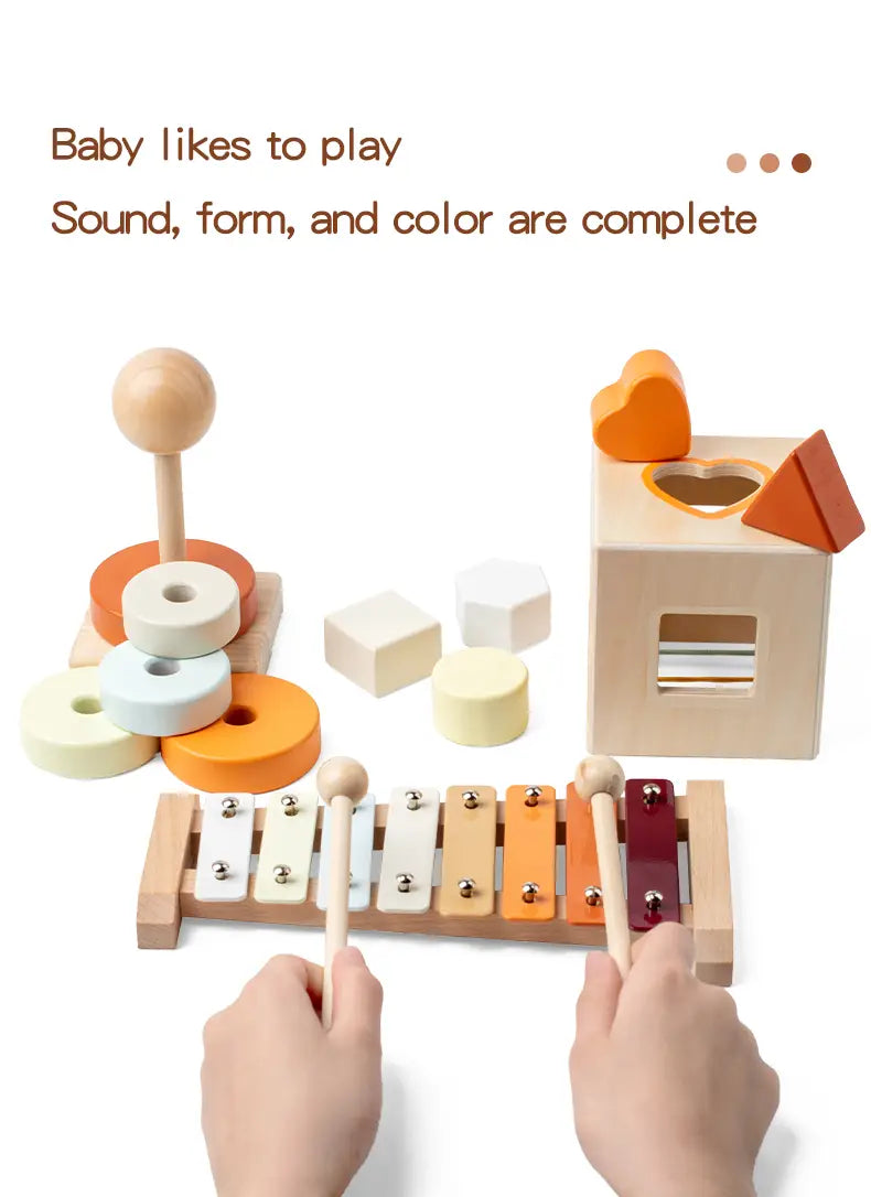 Musical Instrument Toy Set 3-6 Montessori Early Learning Gift Wooden Educational Tools for Kindergarten Music Perfect as a Gi