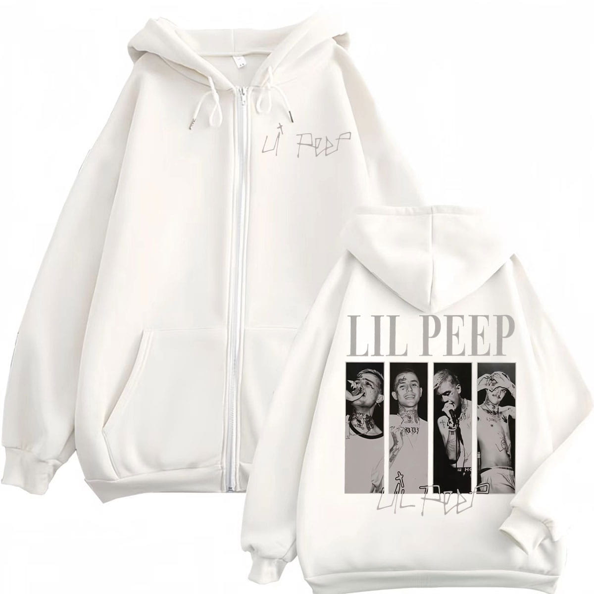 Rapper Lil Peep Merch Zipper Hoodies Hip Hop Vintage Zip Up Hooded Sweatshirts Men Women Clothing High Quality Fashion Pullovers