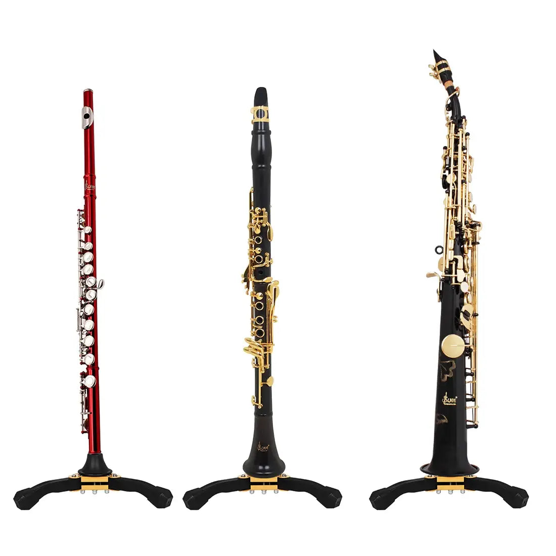 Clarinet Flute Stand Straight Saxophone Stands Portable Detachable Folding Ruggedized Triangle Stand Metal Base Woodwind Parts