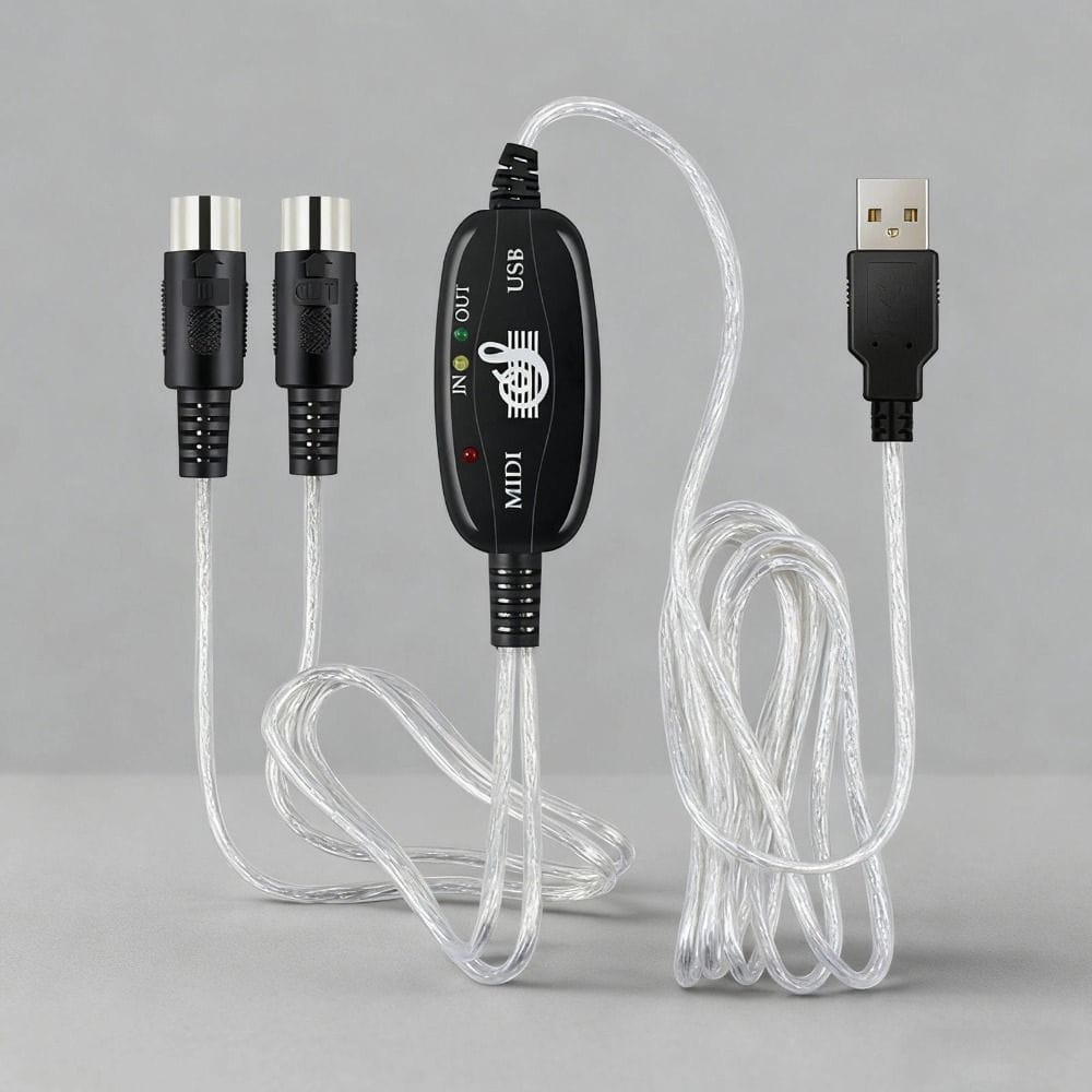 5 Pin MIDI to USB Converter Portable Keyboard to PC Converter MIDI Interface Cable IN-OUT Instrument Supplies MIDI Adapter Cable