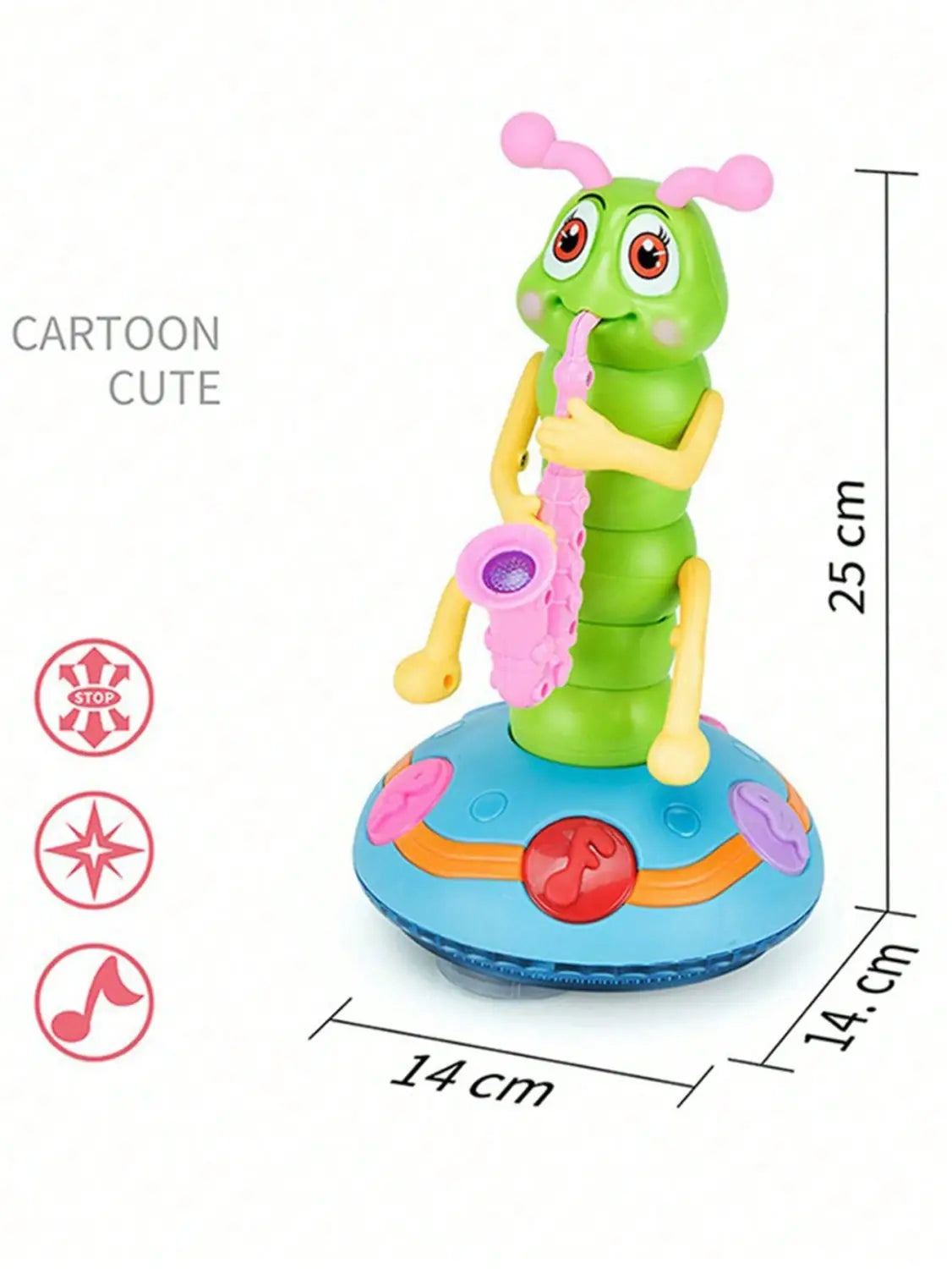 1pcs Children’s Electric Caterpillar Saxophone Toys,Dancing Saxophone Caterpillar,LED Light Caterpillar Saxophone Toy Wriggle Ca