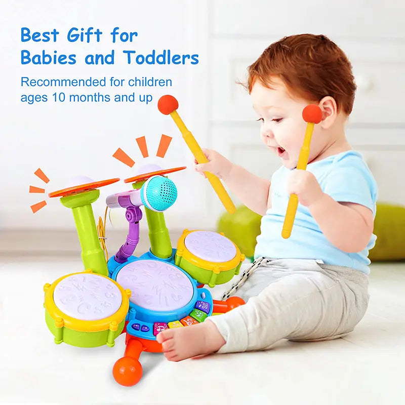 Musical Instruments Children Jazz Drums Electric Light Cool Music Drum Kit Percussion Sound Maker Baby Early Education Toys Gift