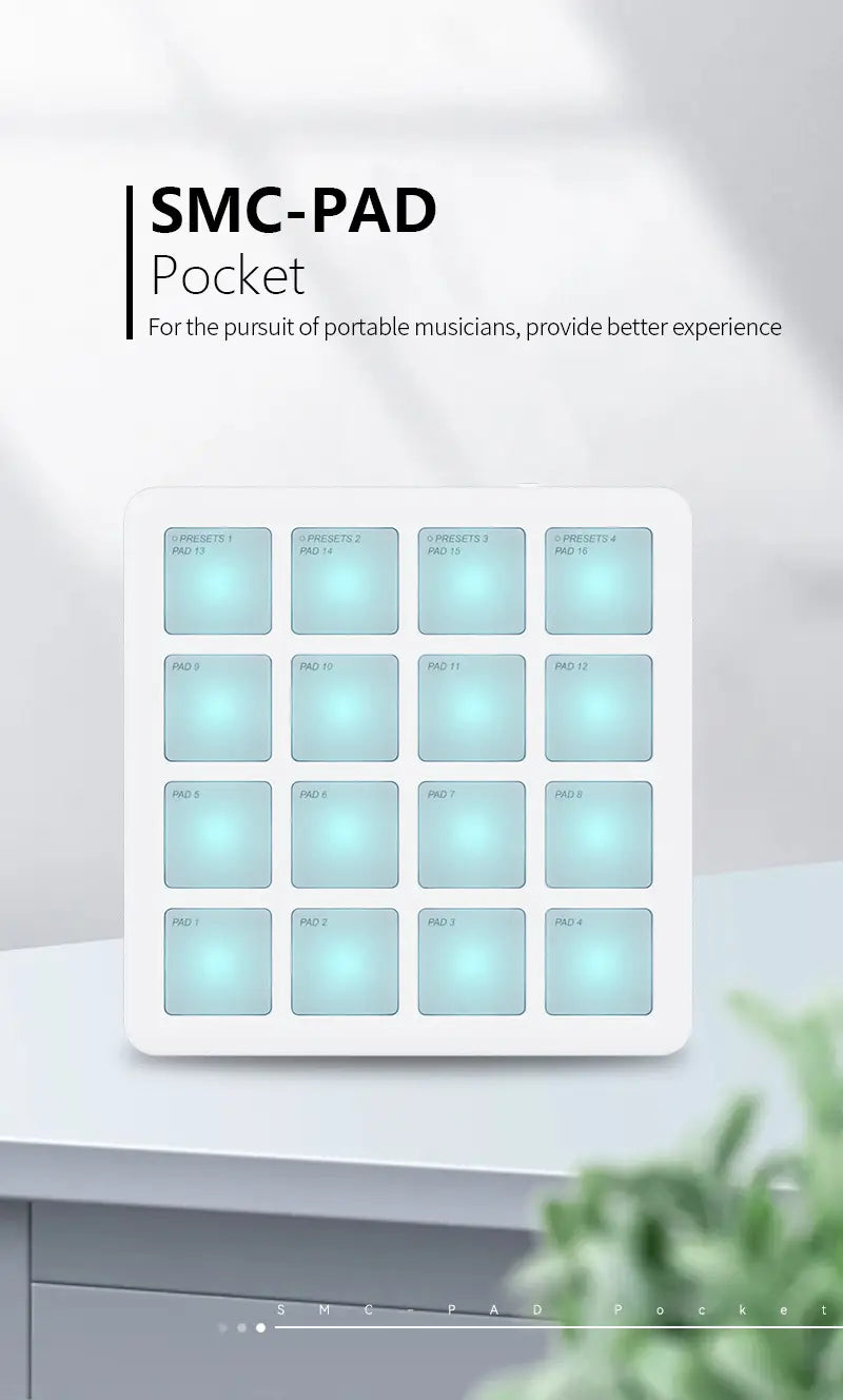 M-VAVE SMC-PAD Pocket Pad Portable Wireless MIDI Controller 16 Pads Suitable Percussion DJ Music Arranger Keyboard Controller