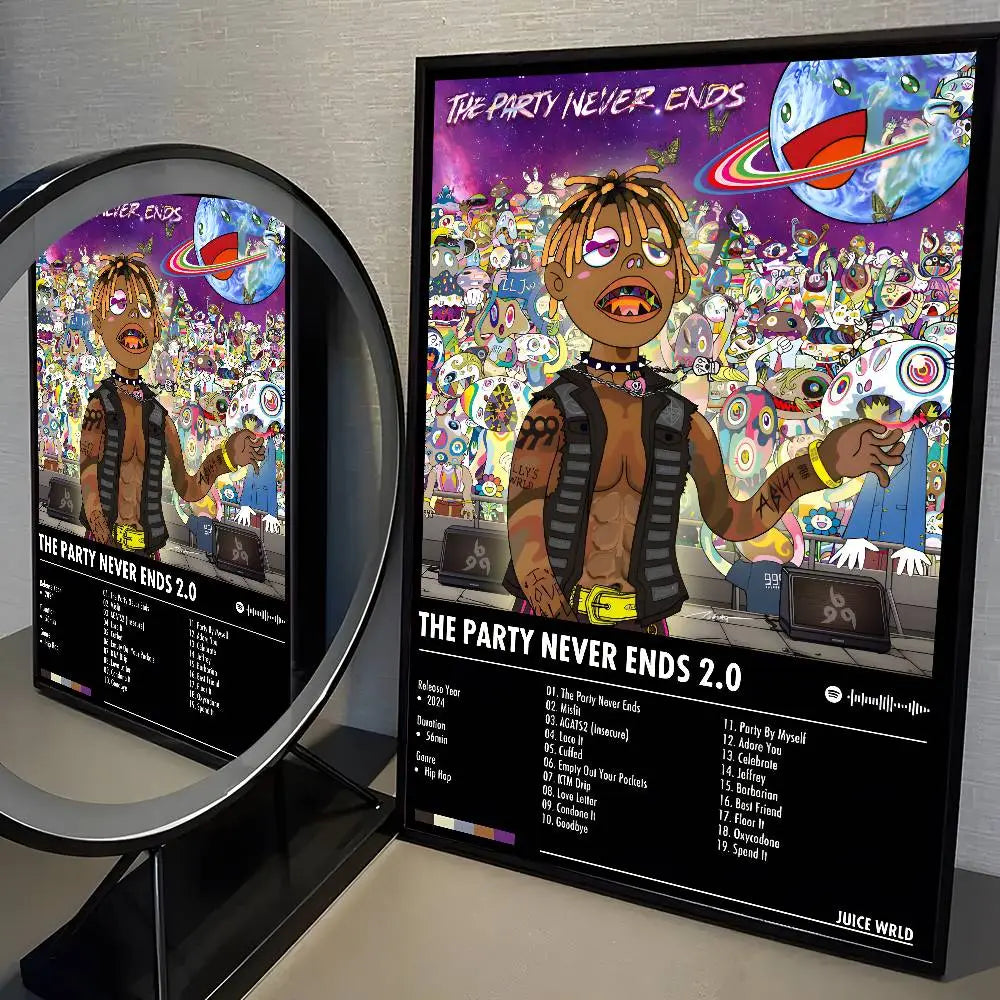 J-Juice WRLD Hip Hop Rap Singer Music Album Poster Painting Stickers Dorm Living Room Wall Decoration Gift Home Art Aesthetic