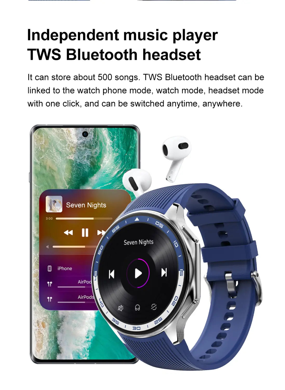 2024 New For OPPO Watch X Smart Watch 4G Memory Music Video Bluetooth Call IP68 Waterproof AMOLED Smartwatch For TWS Earphones