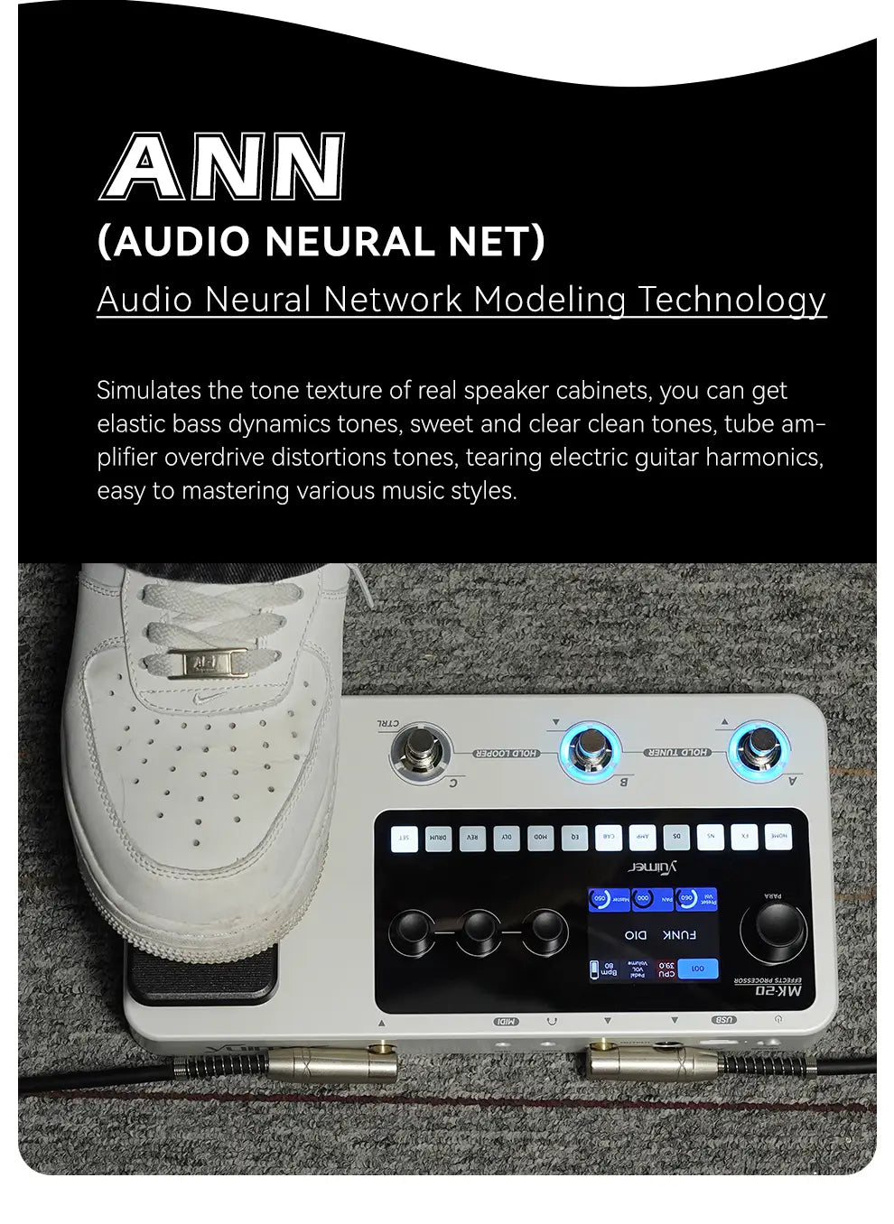 Yuimer MK-20 Multi-Effects Processor Pedal with Drum Machine Tuner and Looper Pedal USB Audio/for Guitar/Bass