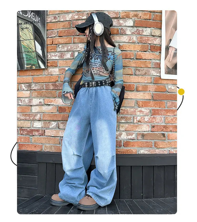 Hiphop Fashion Style Girl y2k Dance Clothes Set T-shirt And Jeans Hiphop Streetwear Kids Child Performance Costume Stage Outfits
