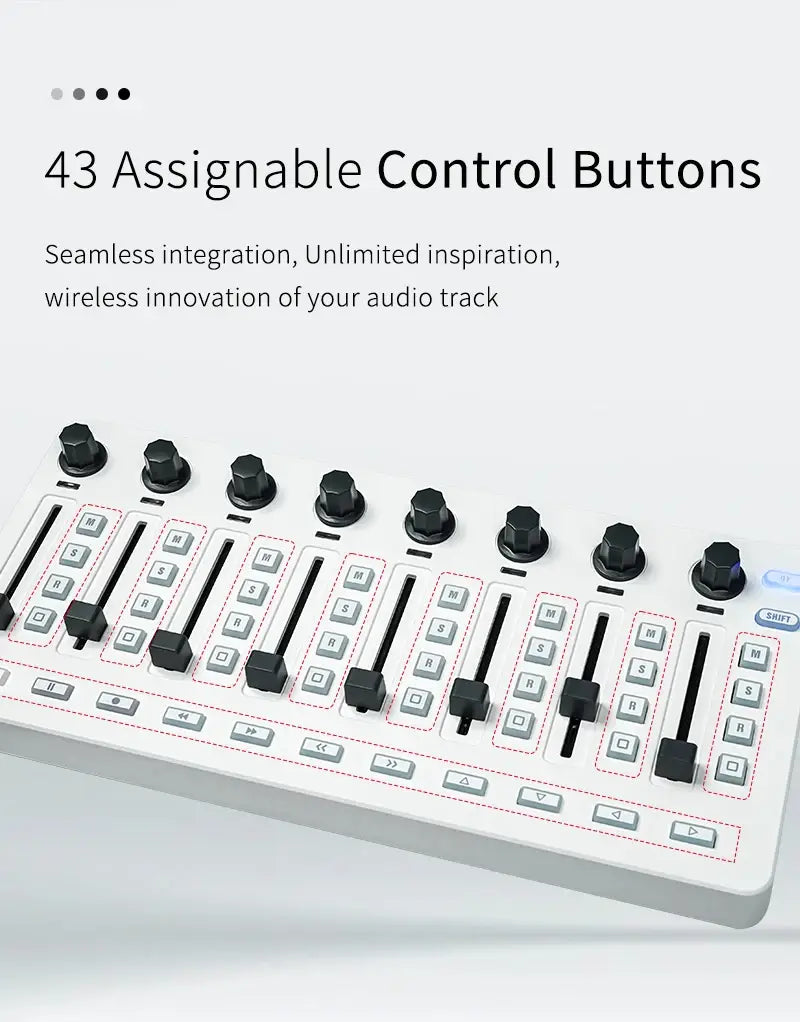 M-VAVE SMC-Mixer Wireless MIDI Controller 43 Buttons 8 Faders 8 Knobs Portable DAW Controller for Ableton/FL Studio/Cubase