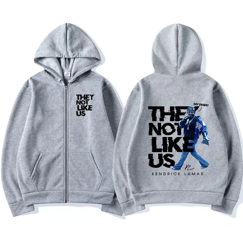 Kendrick Lamar Say Drake They Not Like Us Zipper Hoodies Men Women Clothing Hip Hop Zip Up Hooded Sweatshirts Hoodie Jacket Coat