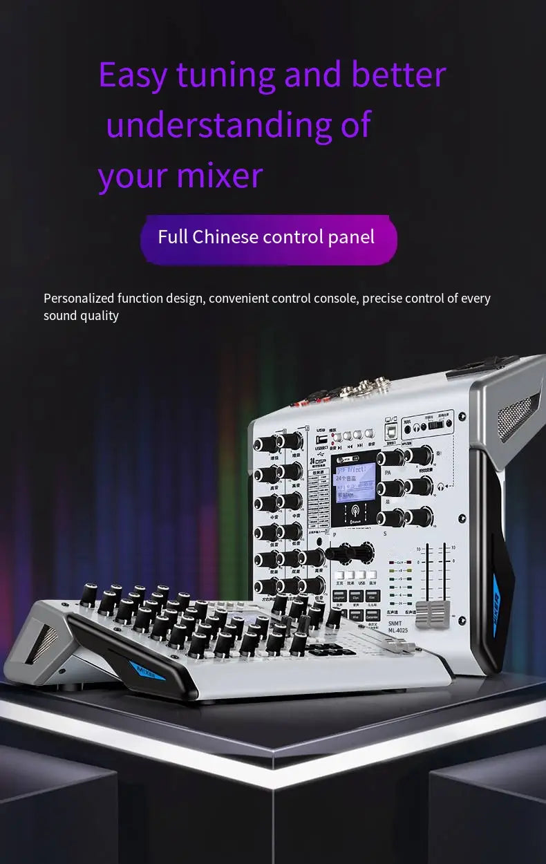 Sound card live mixer Mobile phone Computer Home Karaoke recording Bluetooth reverb effect Professional dj controller mixer