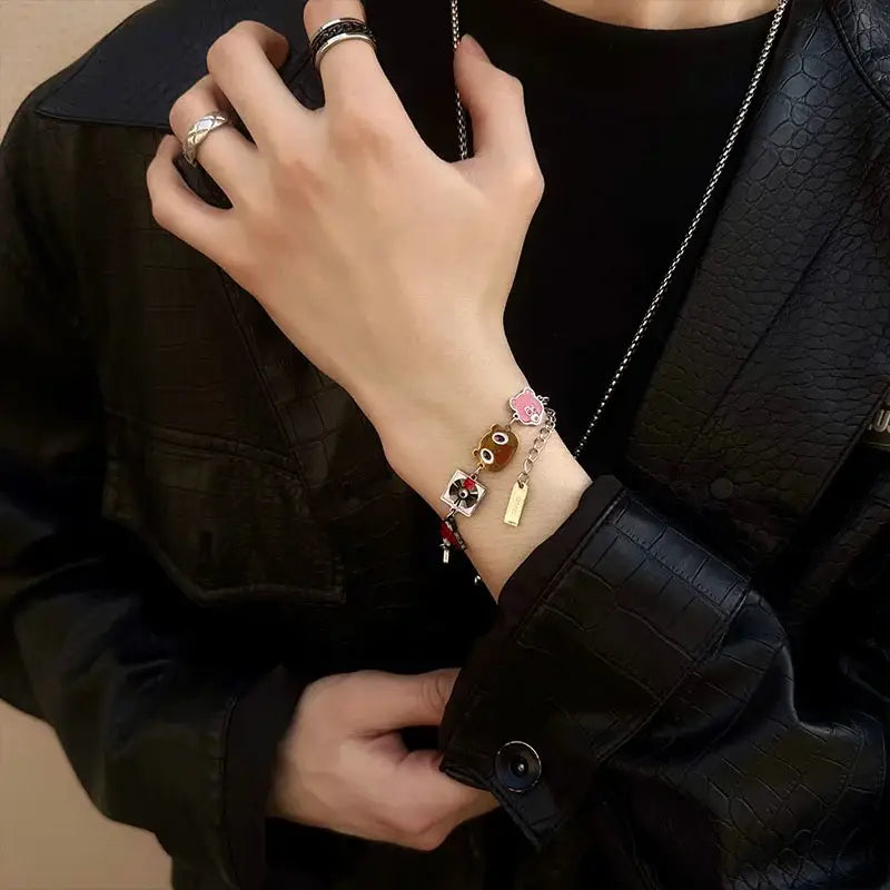 Art Album Bracelets Kawaii Kanyeing Dropouted Bear Vintage Hip Hop Metal Cuff Bangles Jewelrys Men Women Fashion Trendy Chains