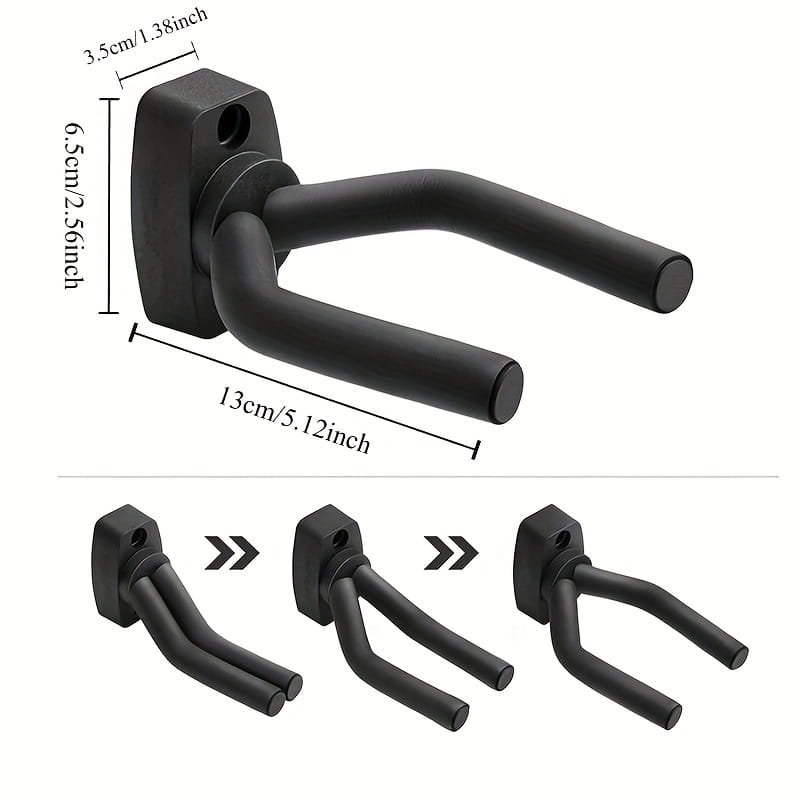 2-Pack Black Guitar Wall Mount Space-Saving Double Guitar Stand Easy-To-Install Wall Organizer Suitable for Acoustic and Electric Guitars